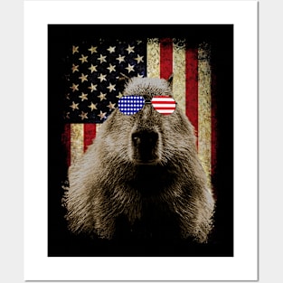 Urban Capybara USA Flag Tee for Exotic Animal Aficionados Posters and Art